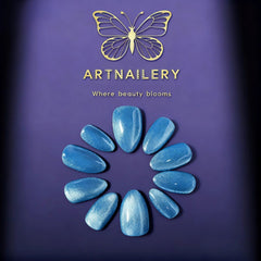 Artnailery · Azure Gleam | Everyday Elegance Collection (10 pcs Handmade Press-On Nails)