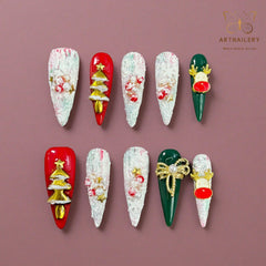 Artnailery · Frosted Whisper | Holiday Glam Limited Collection (10 pcs Handmade Press-On Nails)