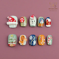 Artnailery · Merry Velvet | Holiday Glam Limited (10 pcs Handmade Press-On Nails)