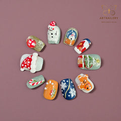 Artnailery · Merry Velvet | Holiday Glam Limited (10 pcs Handmade Press-On Nails)