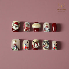 Artnailery · Candy Ribbon | Holiday Glam Limited (10 pcs Handmade Press-On Nails)