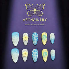 Artnailery · Azure Bloom | Everyday & Seasonal Glam Limited (10 pcs Handmade Press-On Nails)