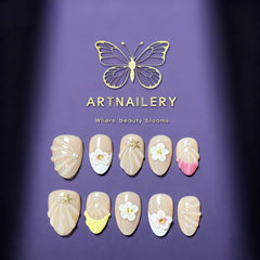Artnailery · Blossom Shore | Everyday & Seasonal Collection (10 pcs Handmade Press-On Nails)