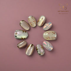 Artnailery · Golden Whisper | Everyday & Artistry Collection (10 pcs Handmade Press-On Nails)